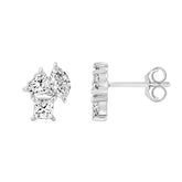 LADIES EARRINGS 1 1/5CT PRINCESS/MARQUISE/HEART DIAMOND 14K WHITE GOLD